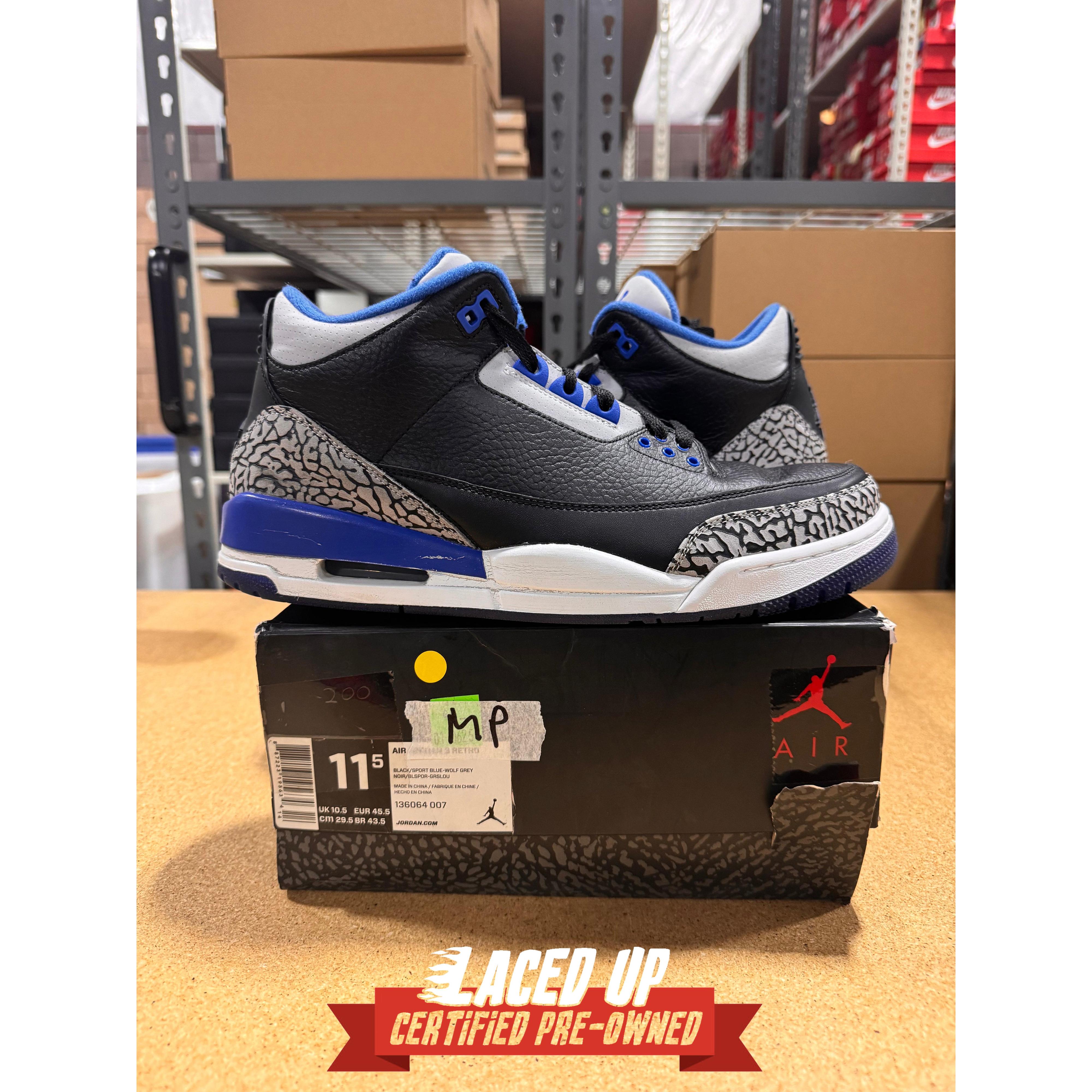 PRE OWNED Air Jordan 3 Retro "Sport Blue"