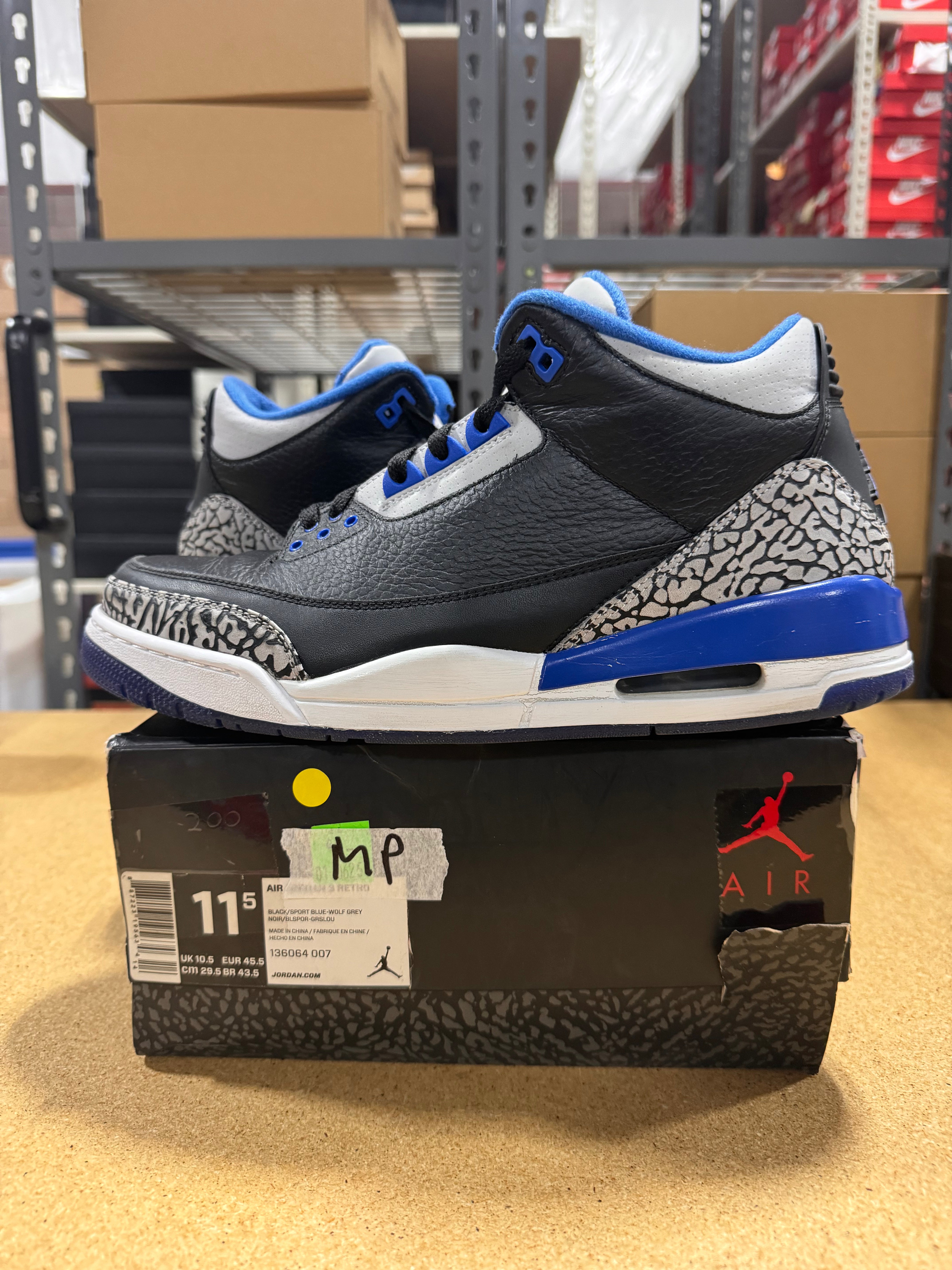 PRE OWNED Air Jordan 3 Retro "Sport Blue"