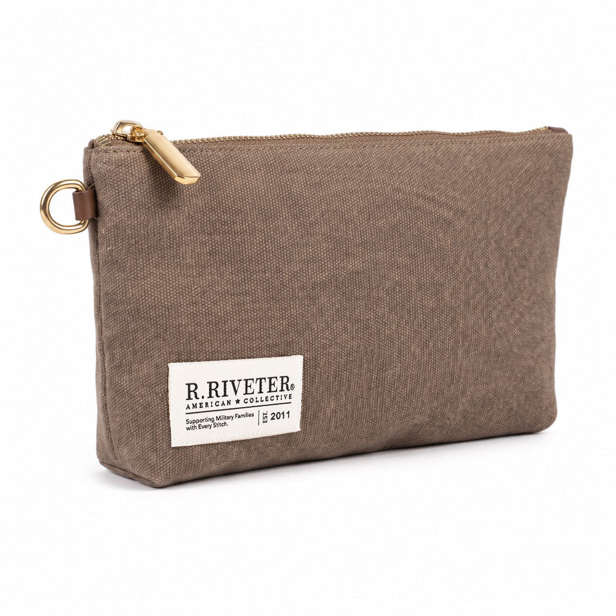 Lucy Large Zipper Pouch | Chocolate Washed Canvas