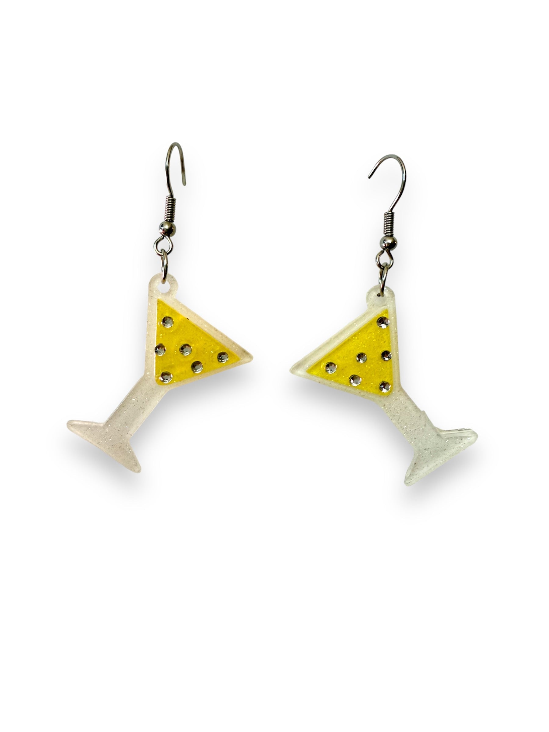 Martini Drop Earrings by Lipstick & Chrome — Retro Cocktail Acrylic Earrings