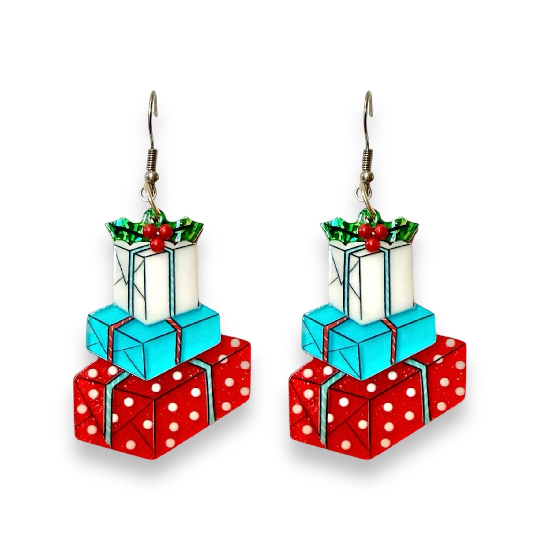 Christmas Happy Mail Earrings by 50's Vintage Dame x Lipstick & Chrome — Retro Holiday Drop Earrings