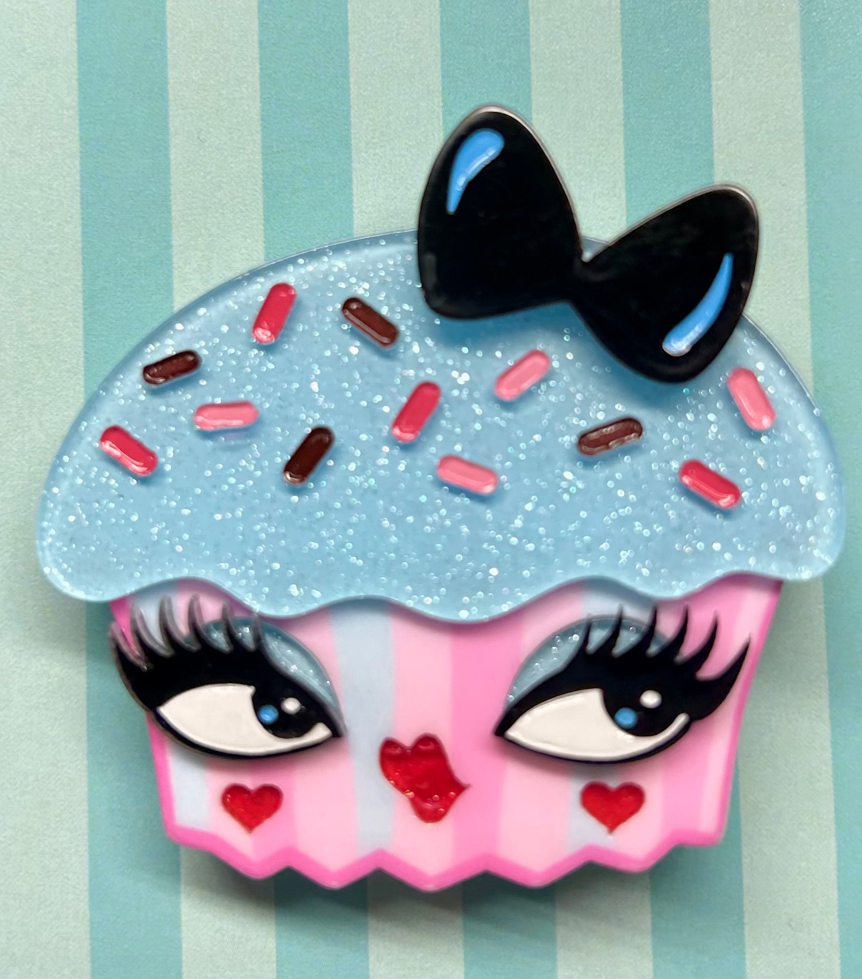 Cupcake Cutie Brooch by Miss Fluff x Lipstick & Chrome — Vintage Sweet Treat Acrylic Pin