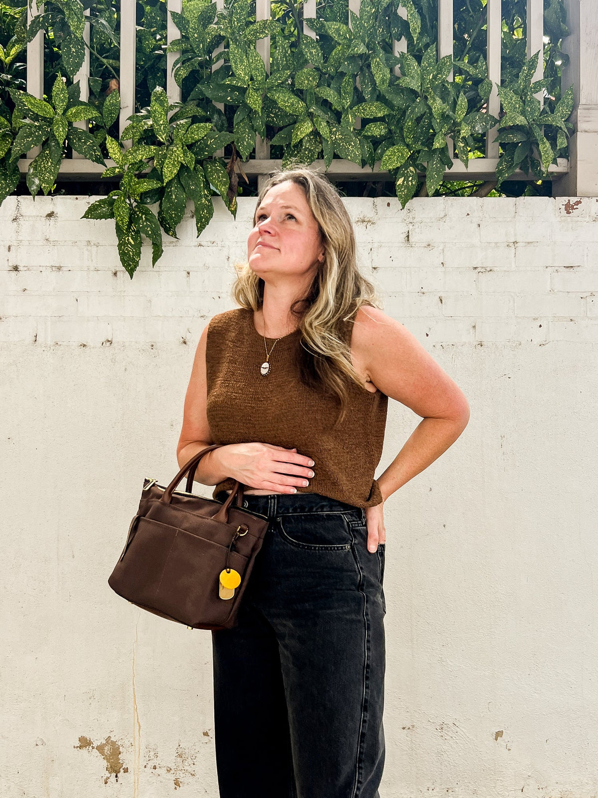 Dot Tote | Umber Brown Canvas + Brown