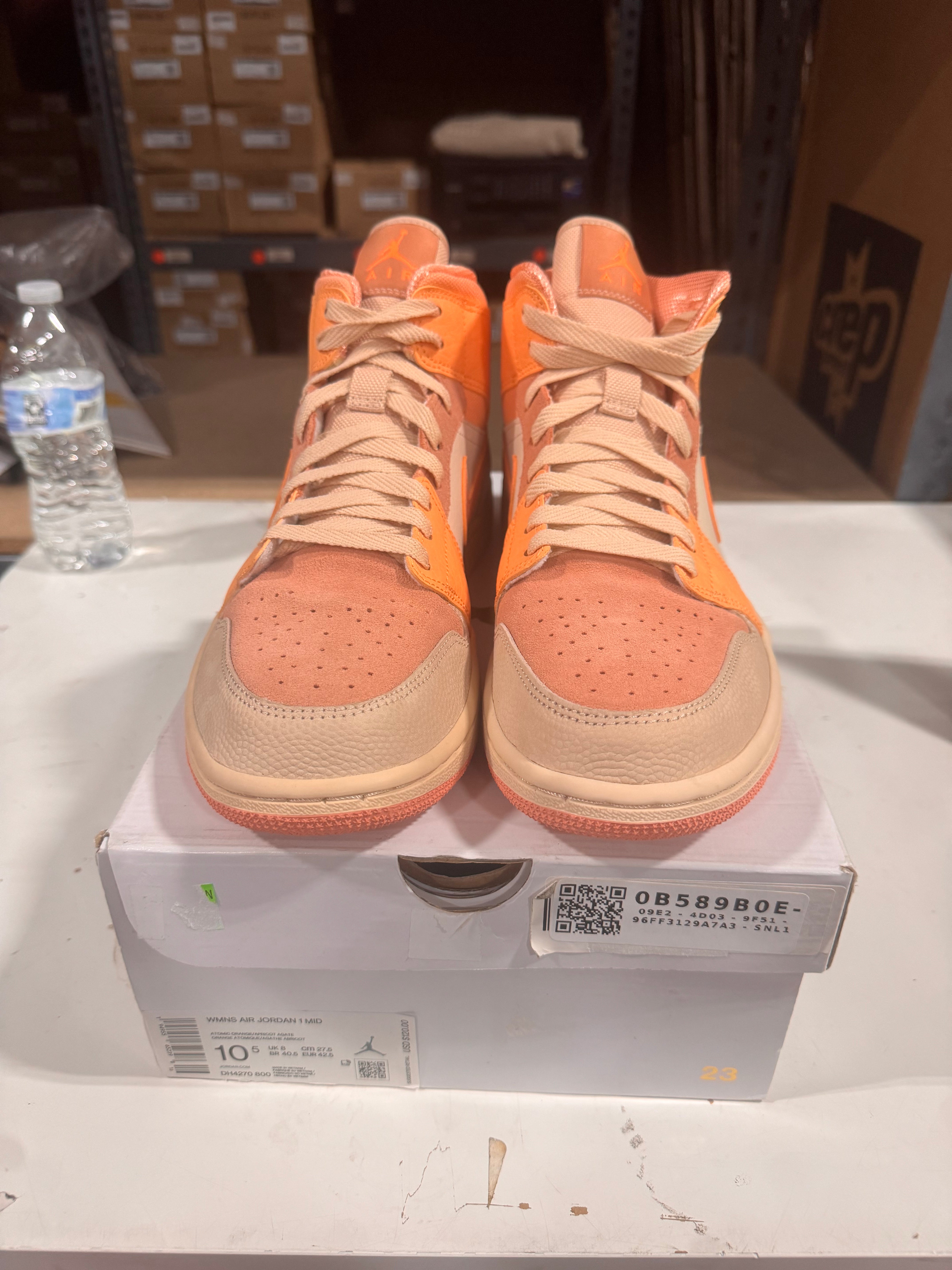 PRE OWNED Jordan 1 Mid Apricot Orange W