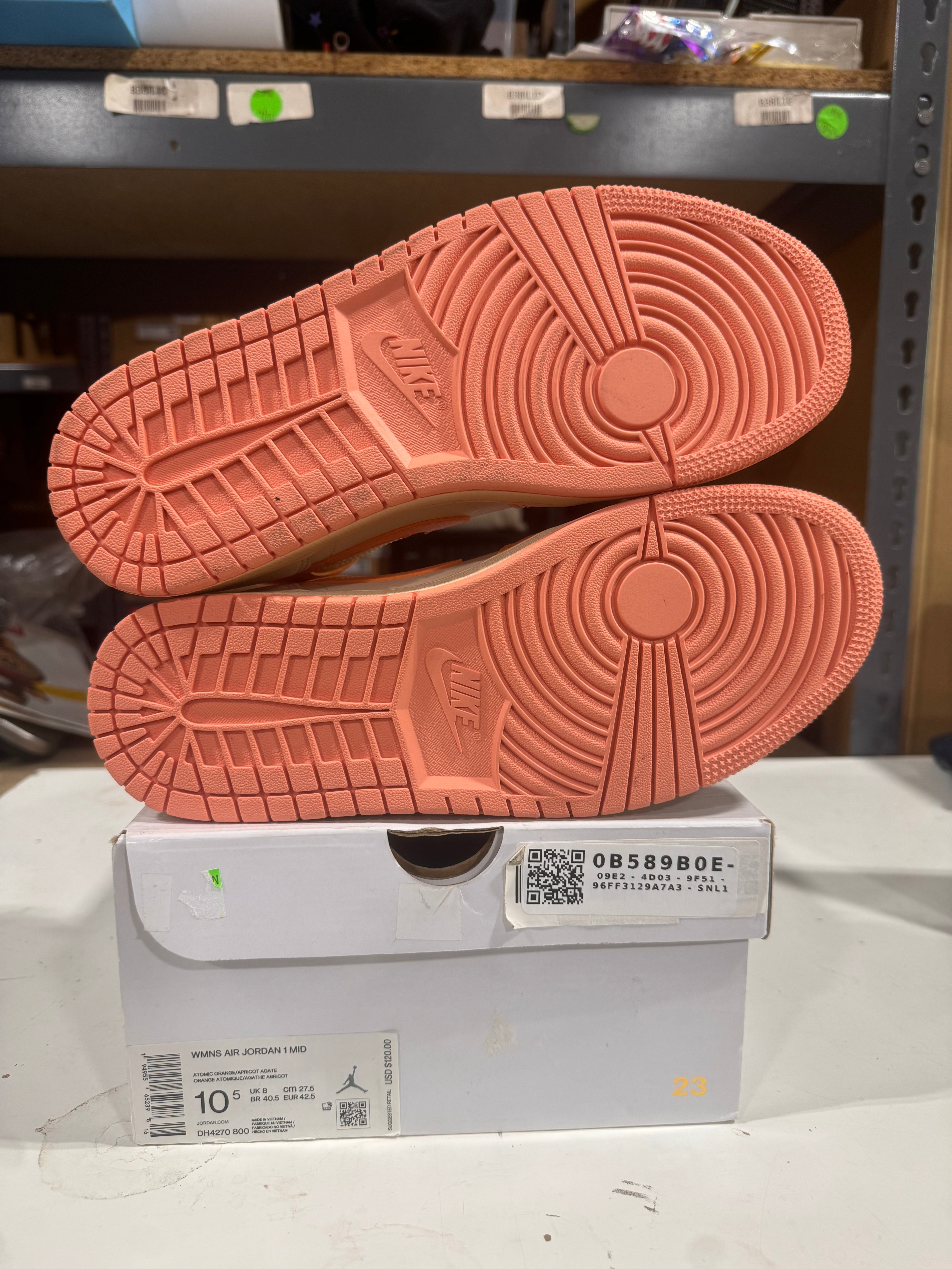 PRE OWNED Jordan 1 Mid Apricot Orange W