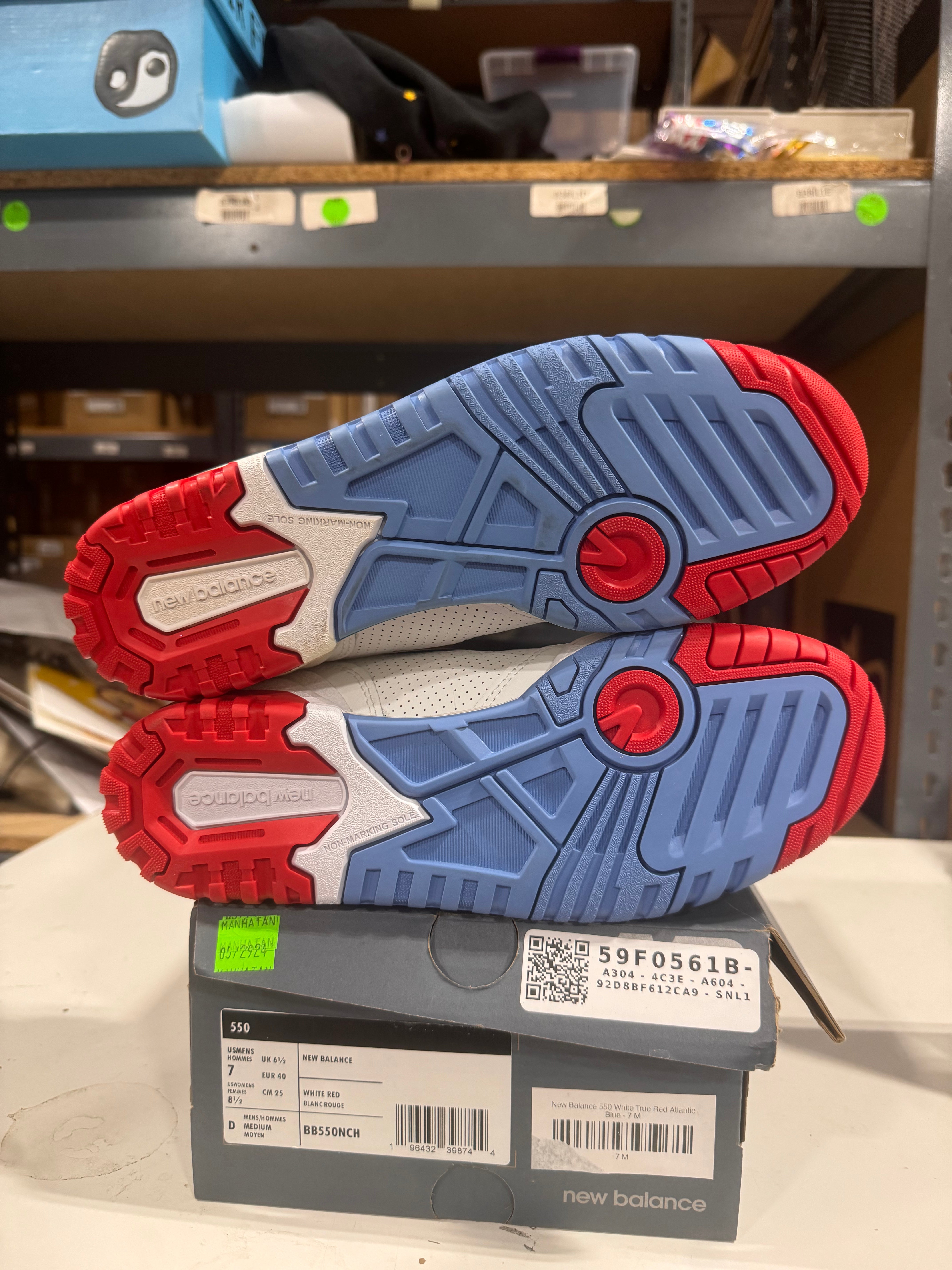 PRE OWNED New Balance 550 White True Red Atlantic Blue *Conditional*