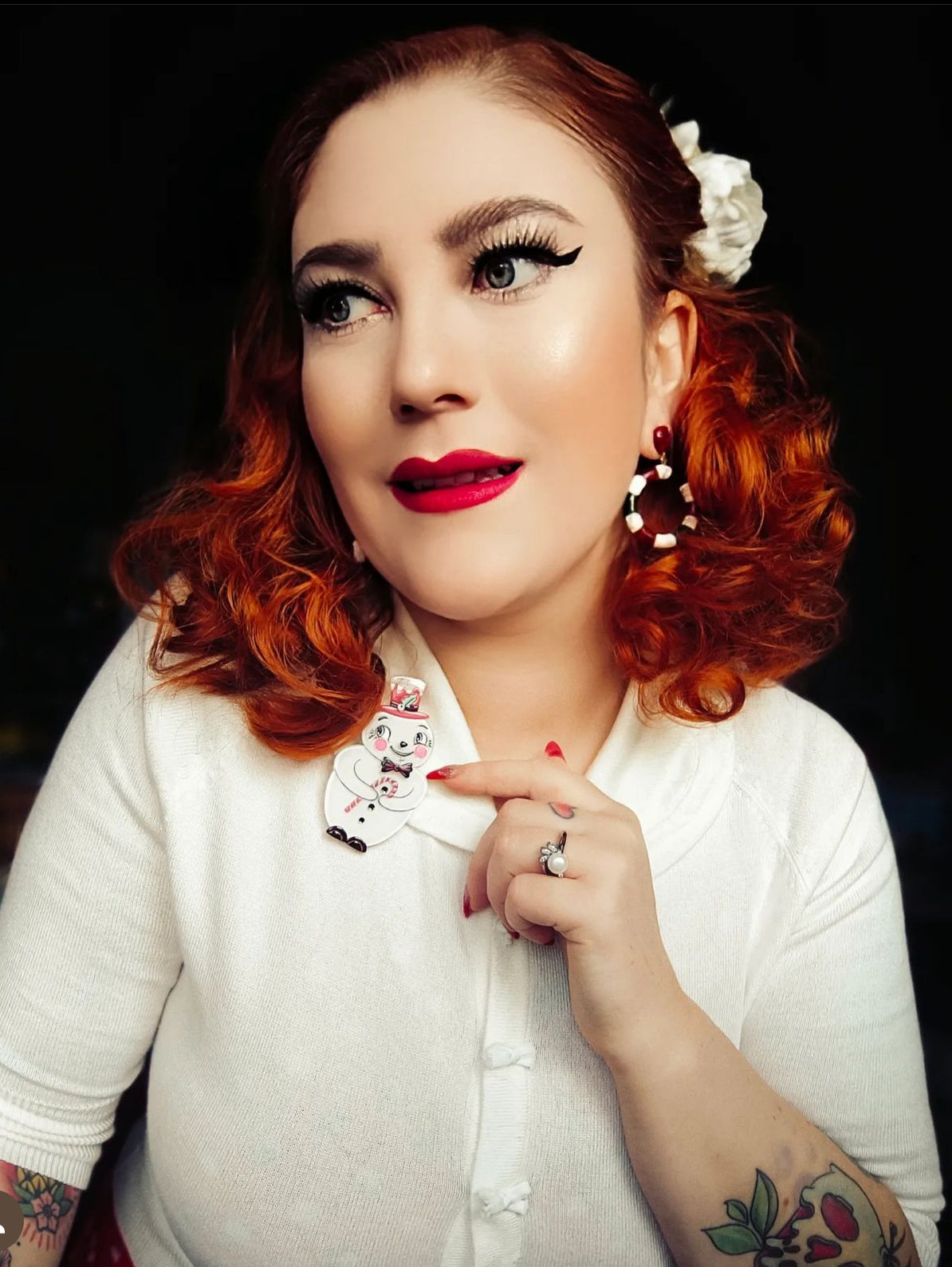 Love at Frost Sight PINK Brooch by Johanna Parker x Lipstick & Chrome — Vintage Christmas Snowman Pin