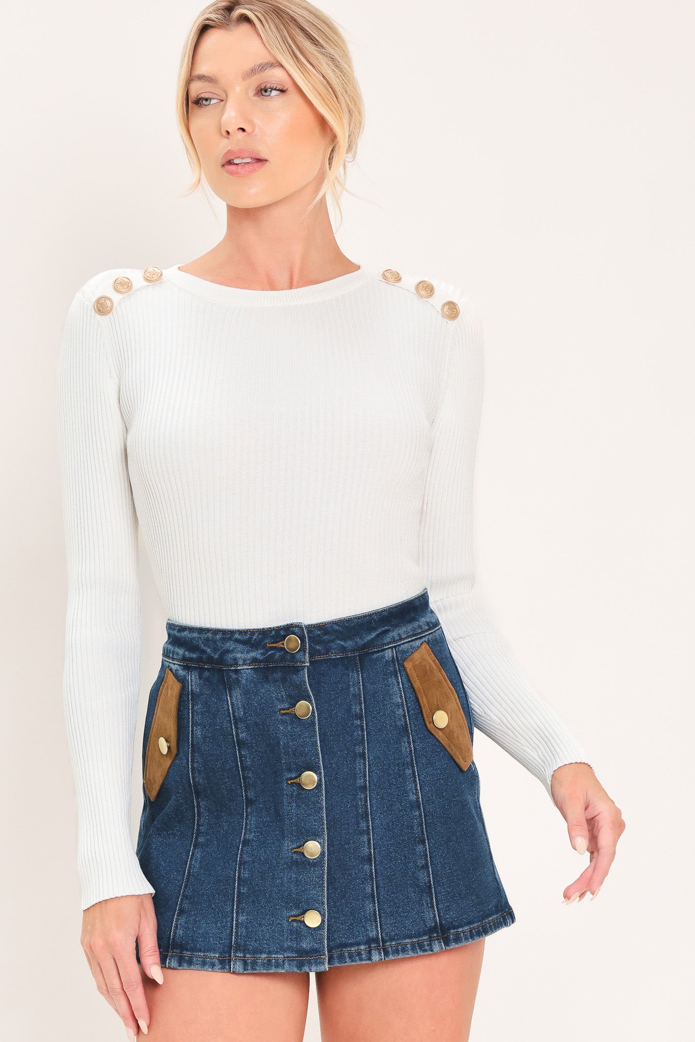 WESTERN POCKET DENIM SKORT