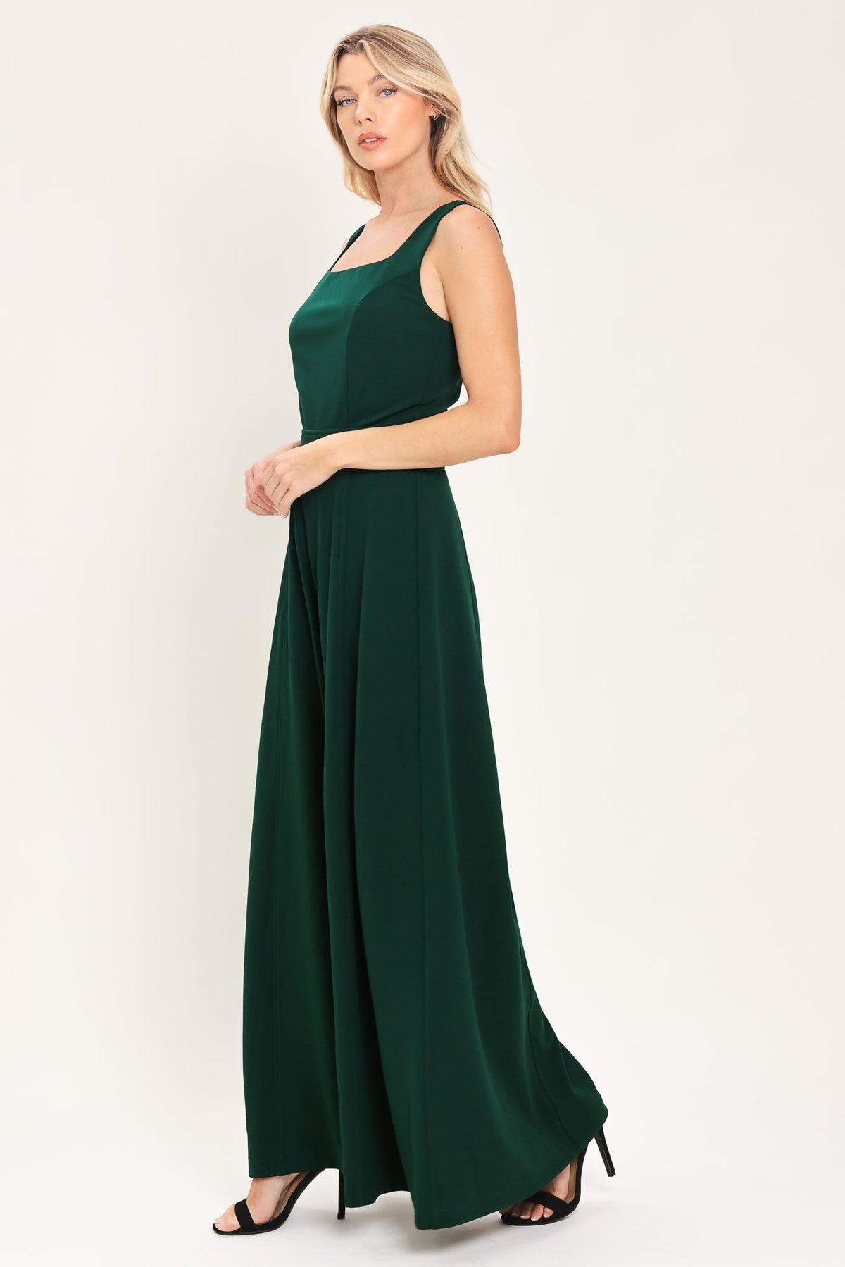 EMERALD IMPACT HUNTER GREEN EXTRA WIDE-LEG JUMPSUIT
