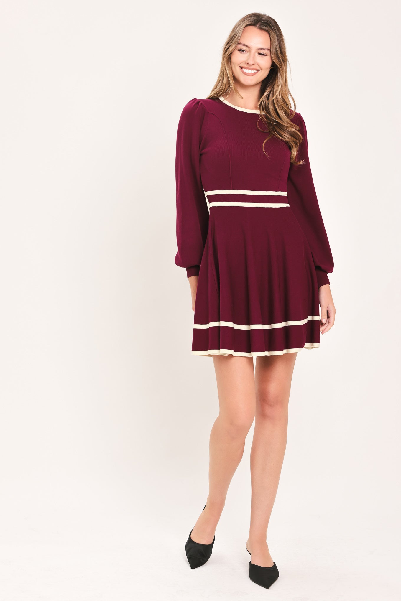 MERLOT IVORY MOMENT SWEATER MINI DRESS