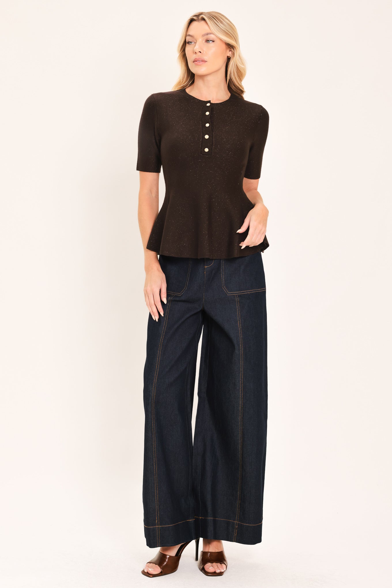 JAVA PEPLUM POLISH SWEATER KNIT TOP