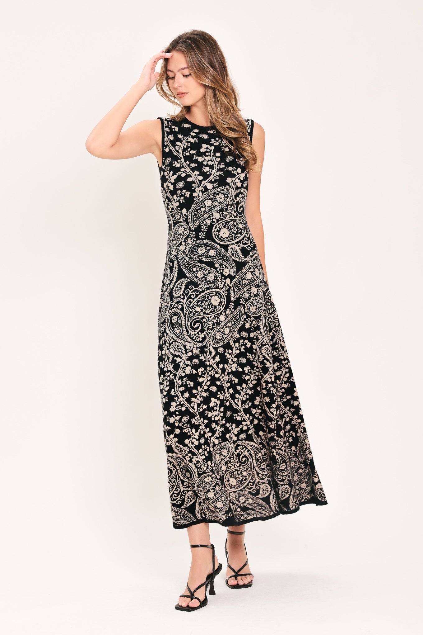 HAZEL PAISLEY EMBRACE JACQUARD SWEATER MIDI DRESS
