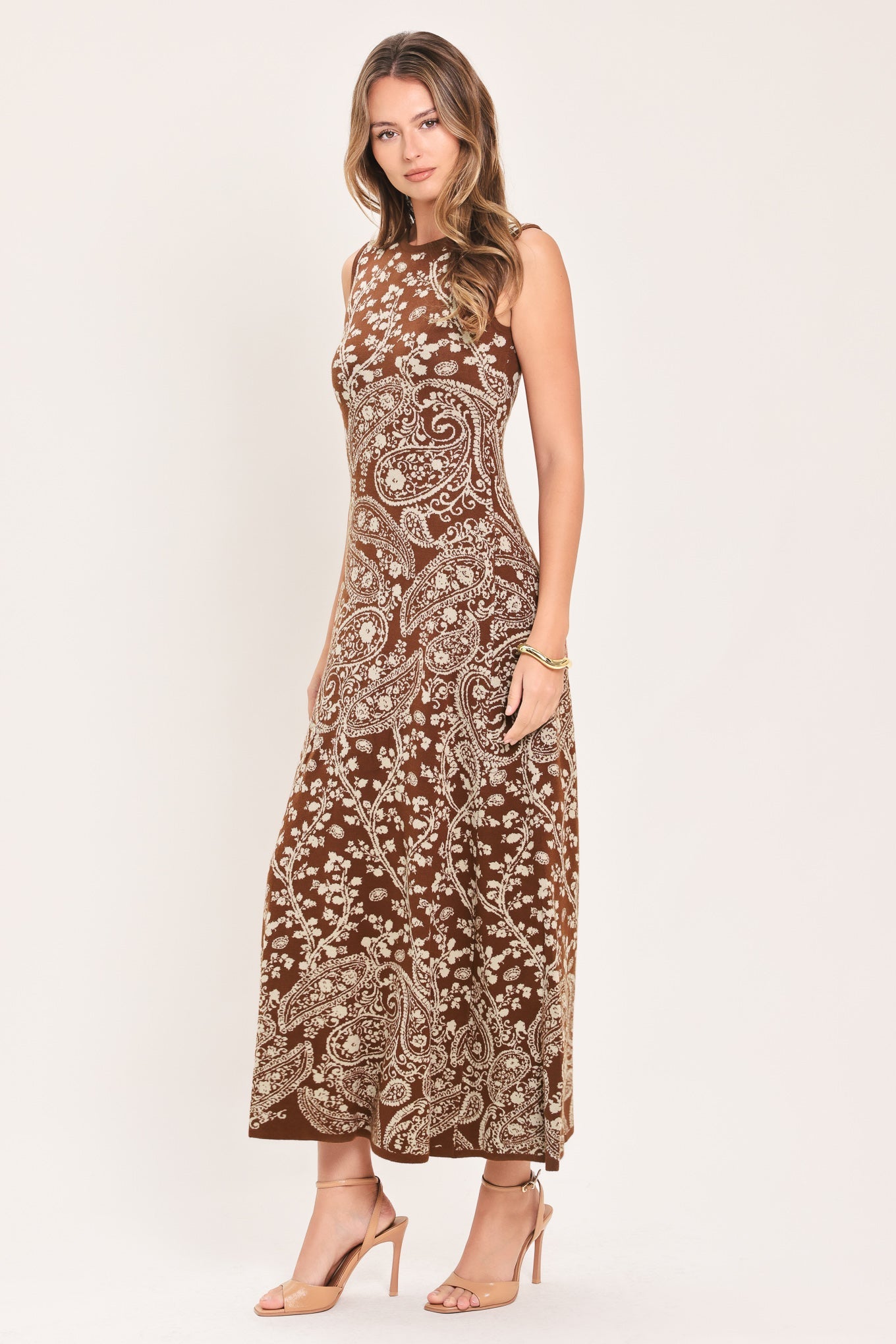 HAZEL PAISLEY EMBRACE JACQUARD SWEATER MIDI DRESS