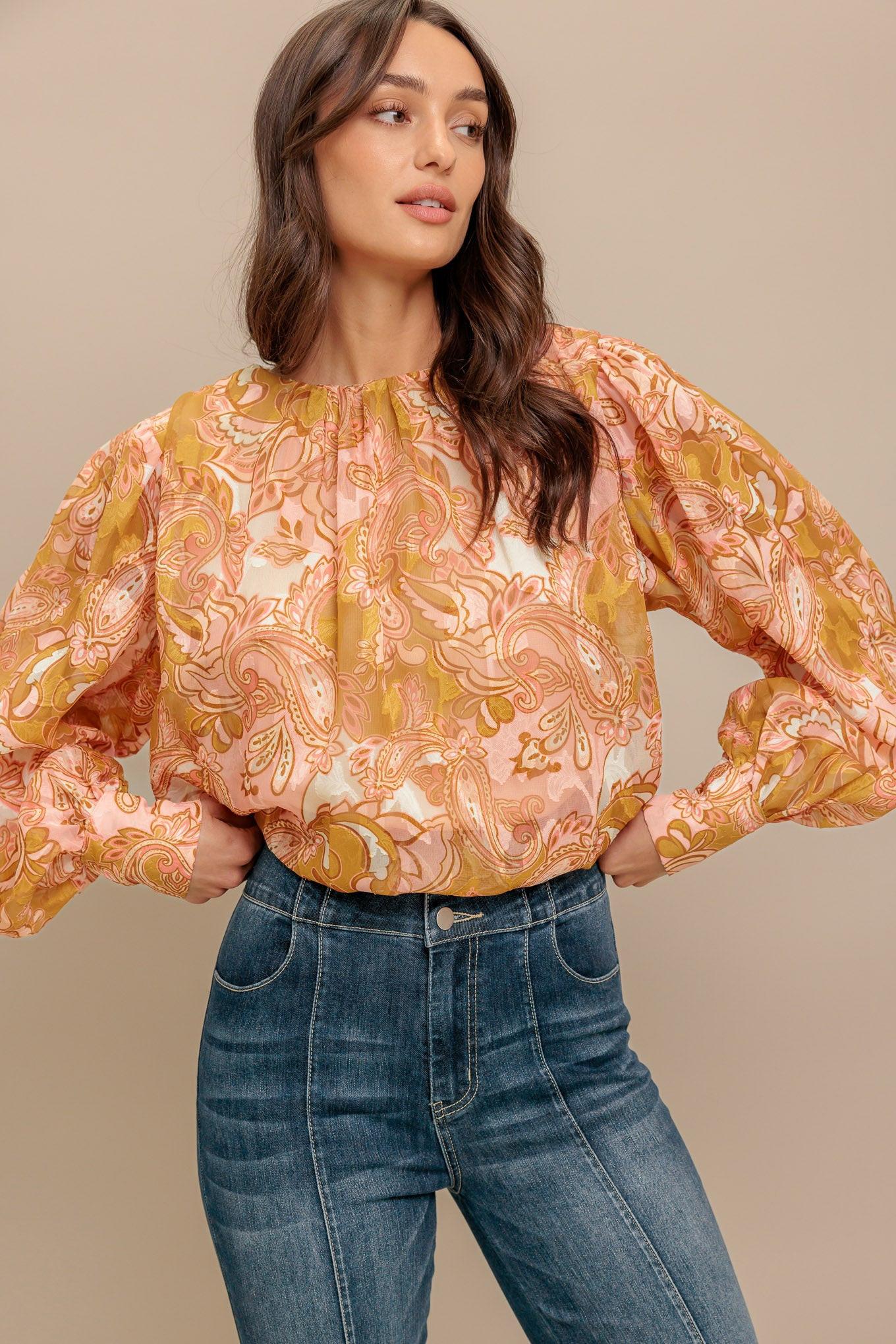 PAISLEY BREEZE WOVEN JACQUARD TOP