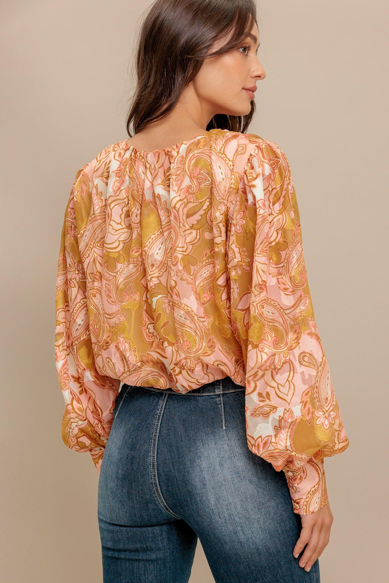PAISLEY BREEZE WOVEN JACQUARD TOP