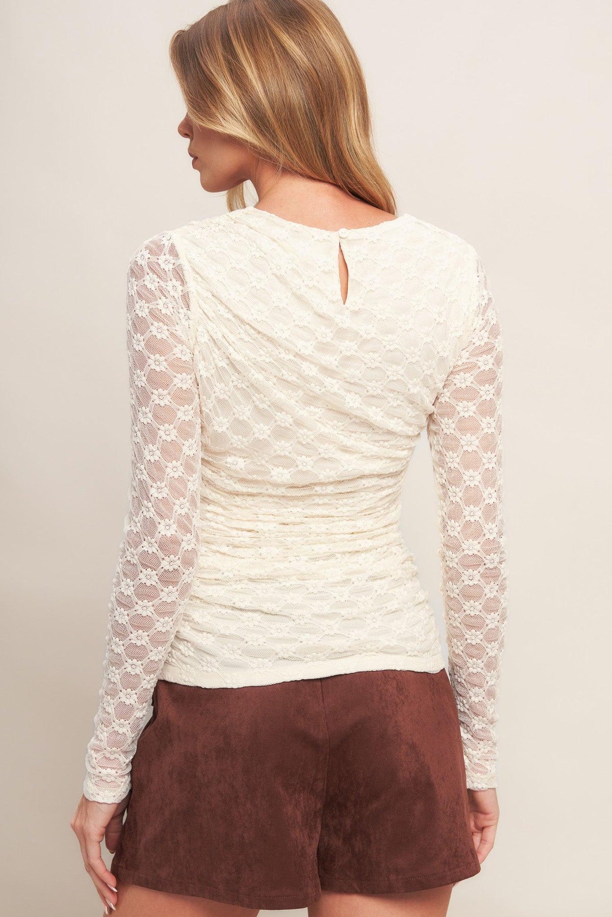MODERN FUNCTION STRETCH KNIT LACE TOP