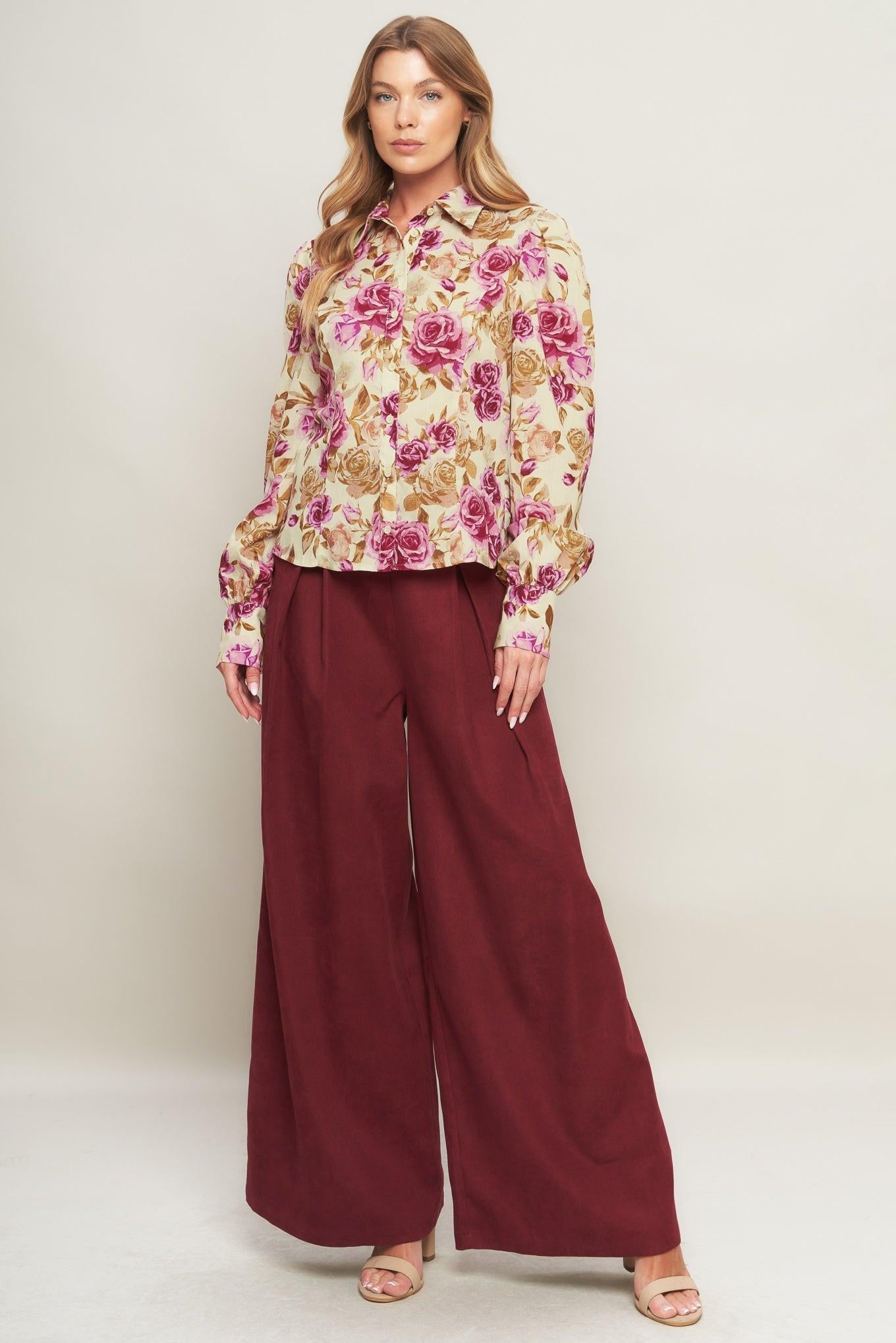 PARISIAN ROSE DREAM WOVEN TOP