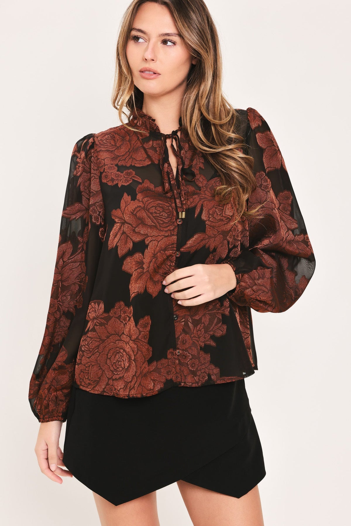 JUST DARK ENOUGH TO FEEL SPECIAL WOVEN TOP