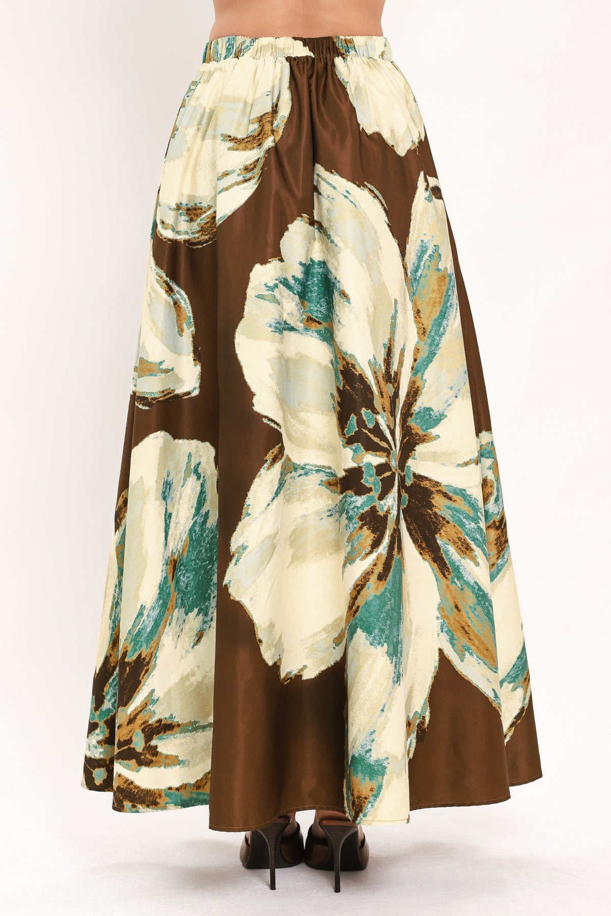 CREAM BOTANIC SWEEP WOVEN CROP TOP AND FULL SKIRT SET