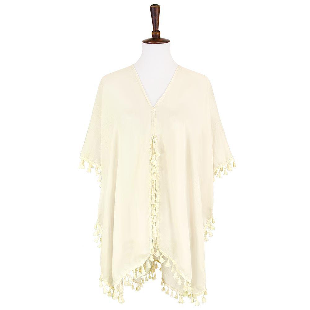 Tassel Trimmed Solid Cover Up