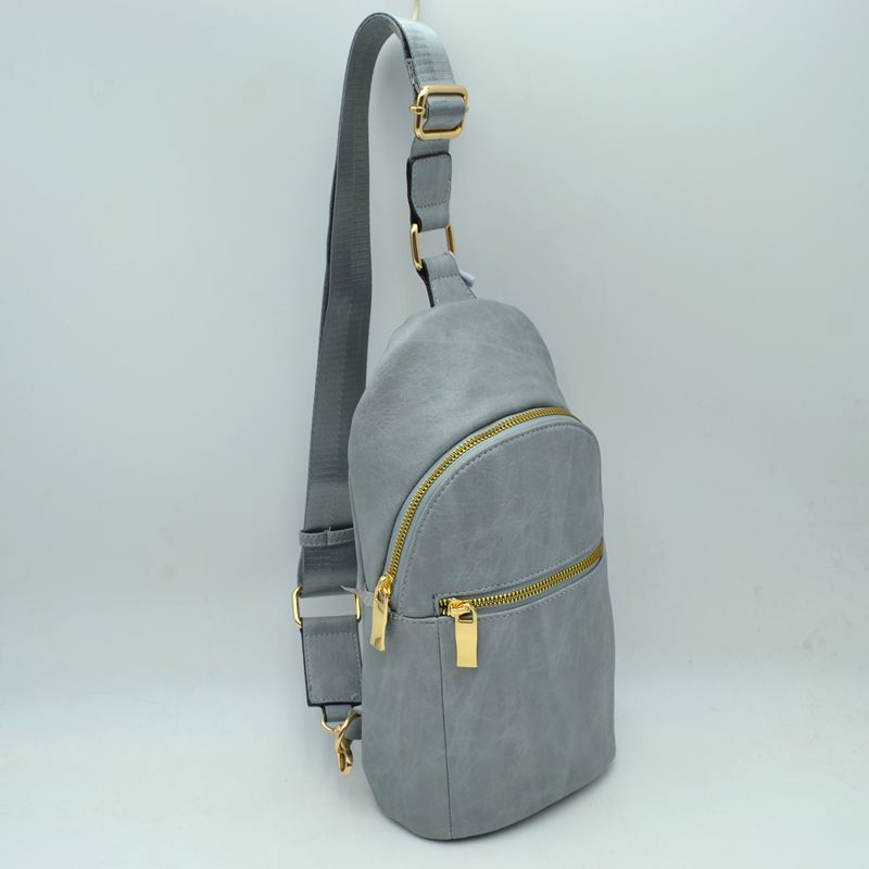 Structured Sling Bag with Contrast Zipper Detail