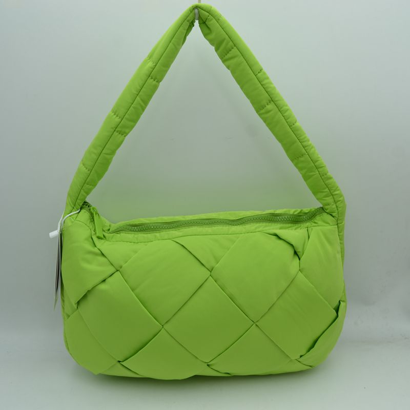 Padded Woven Shoulder Bag with Integrated Wide Strap