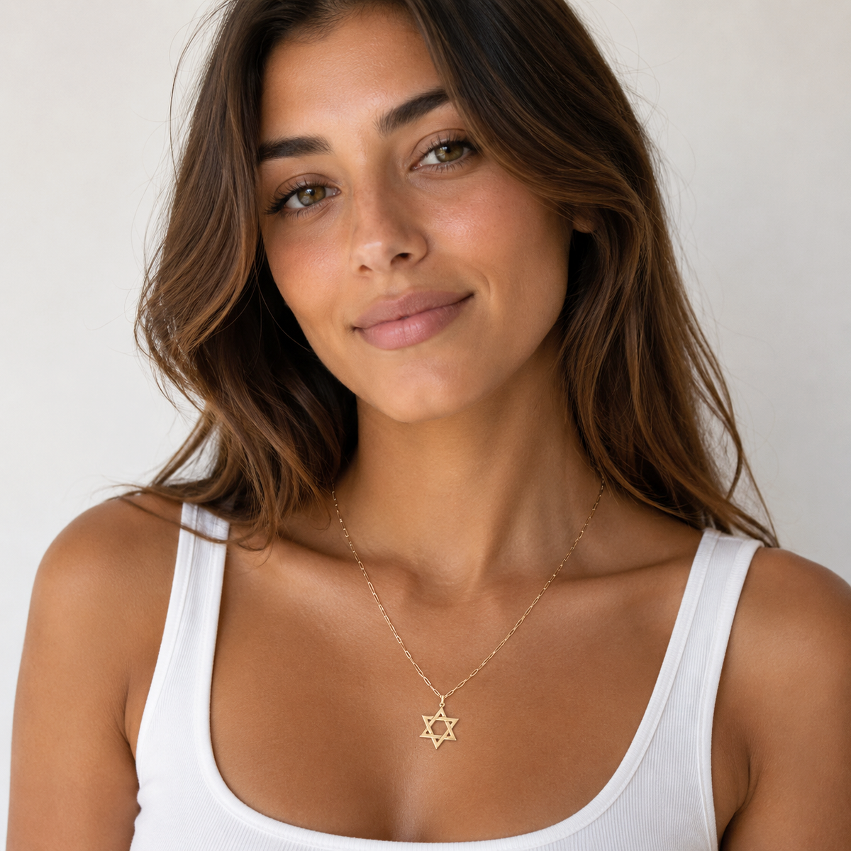 Jordan Star of David Paperclip Necklace