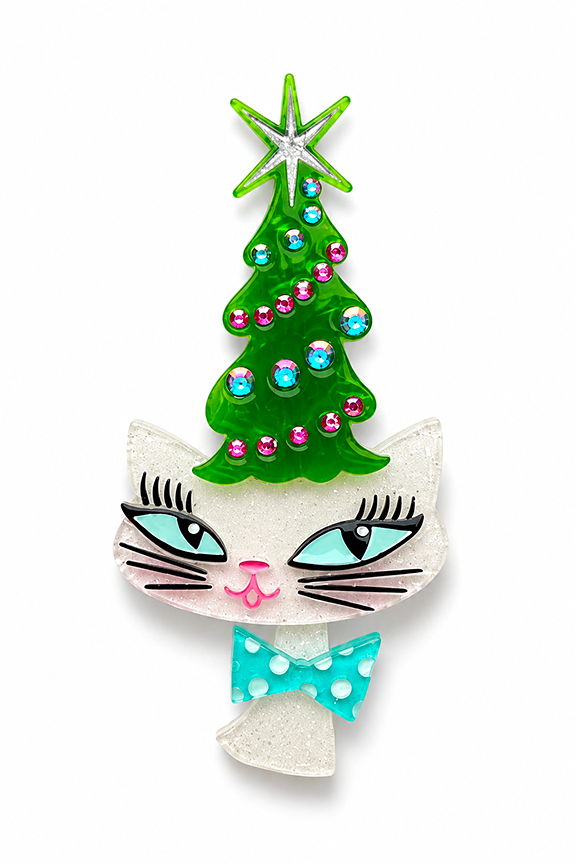 Kitty Christmas Hat Brooch by Miss Fluff x Lipstick & Chrome