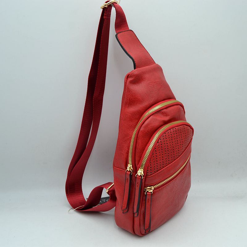 Perforated Sling Bag with Multi-Zipper Compartments