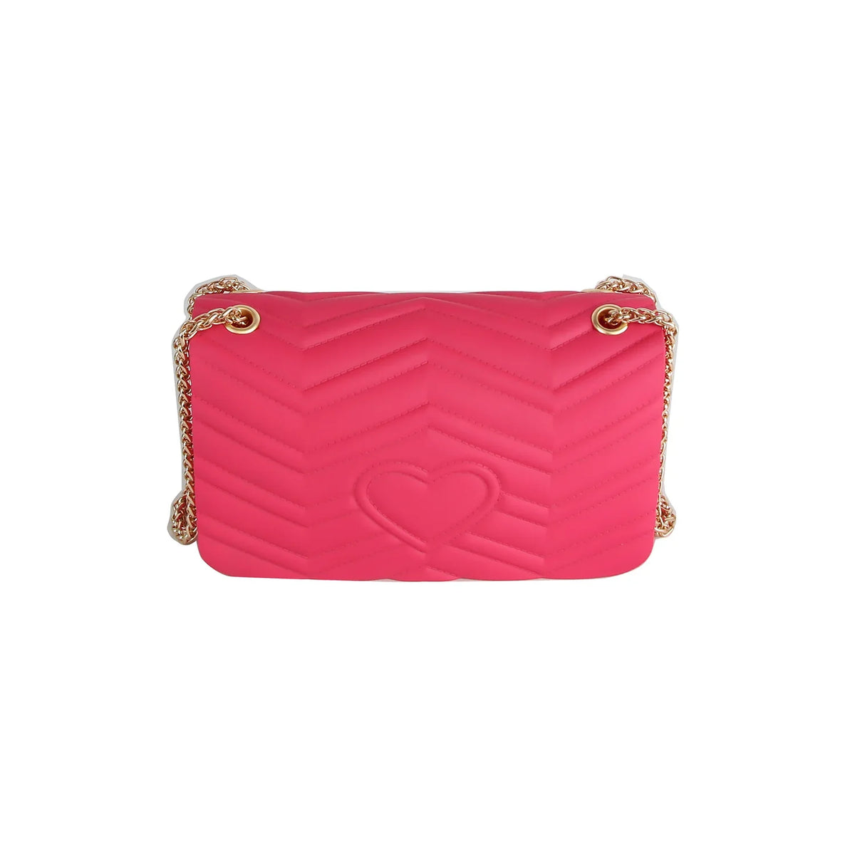 Chevron Quilted Flap Crossbody Bag with Chain Strap