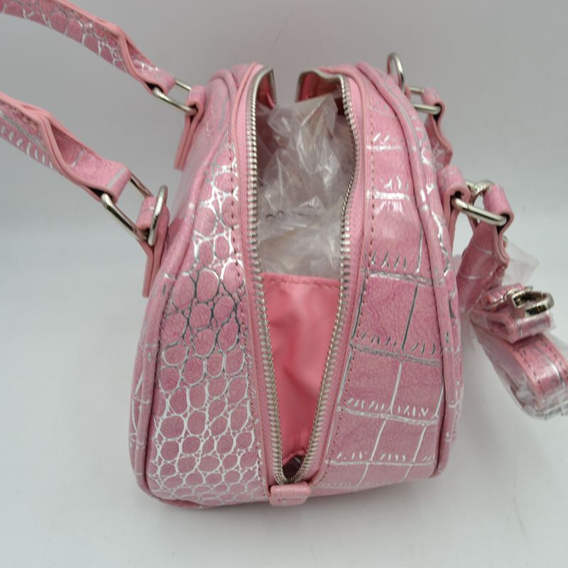 Embossed Dome Handbag with Top Handles and Adjustable Strap