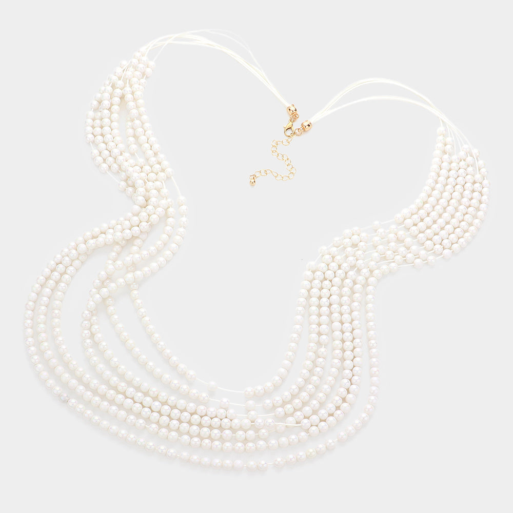 Hologram Beaded Multi Layered Long Necklace