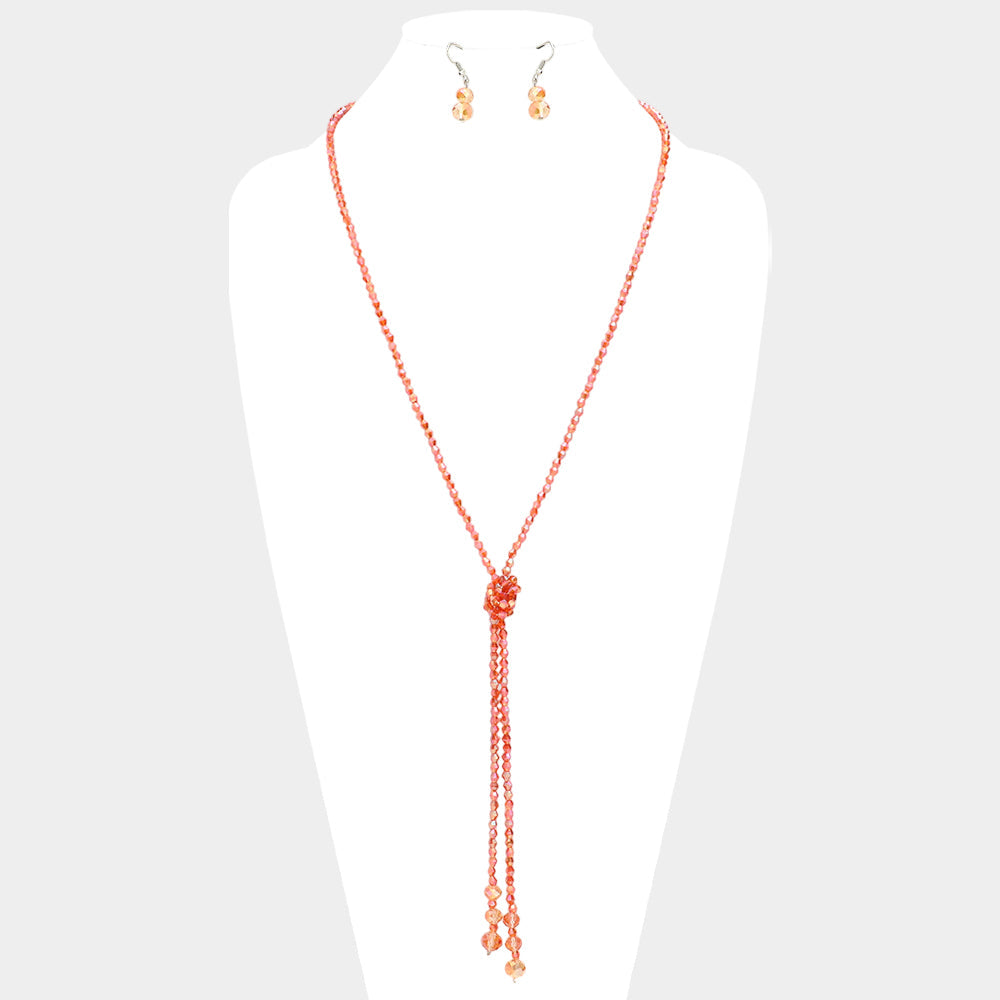 Faceted Beaded Y Shaped Necklace