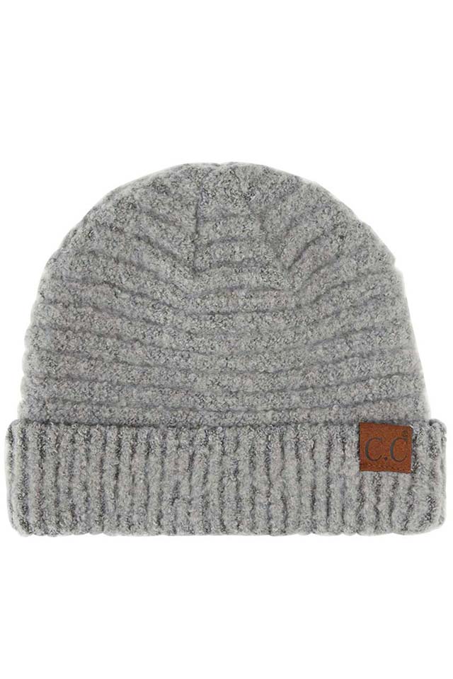 C.C Solid Boucle Yarn Beanie Hat with Cuff