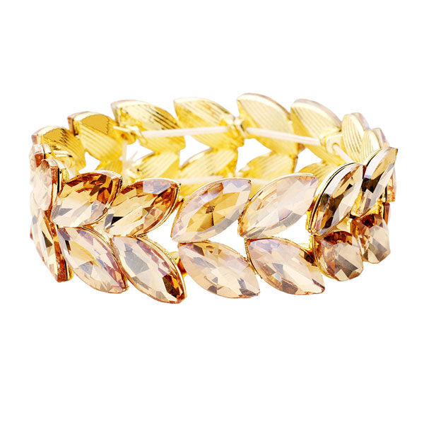 Marquise Glass Crystal Stretch Evening Bracelet
