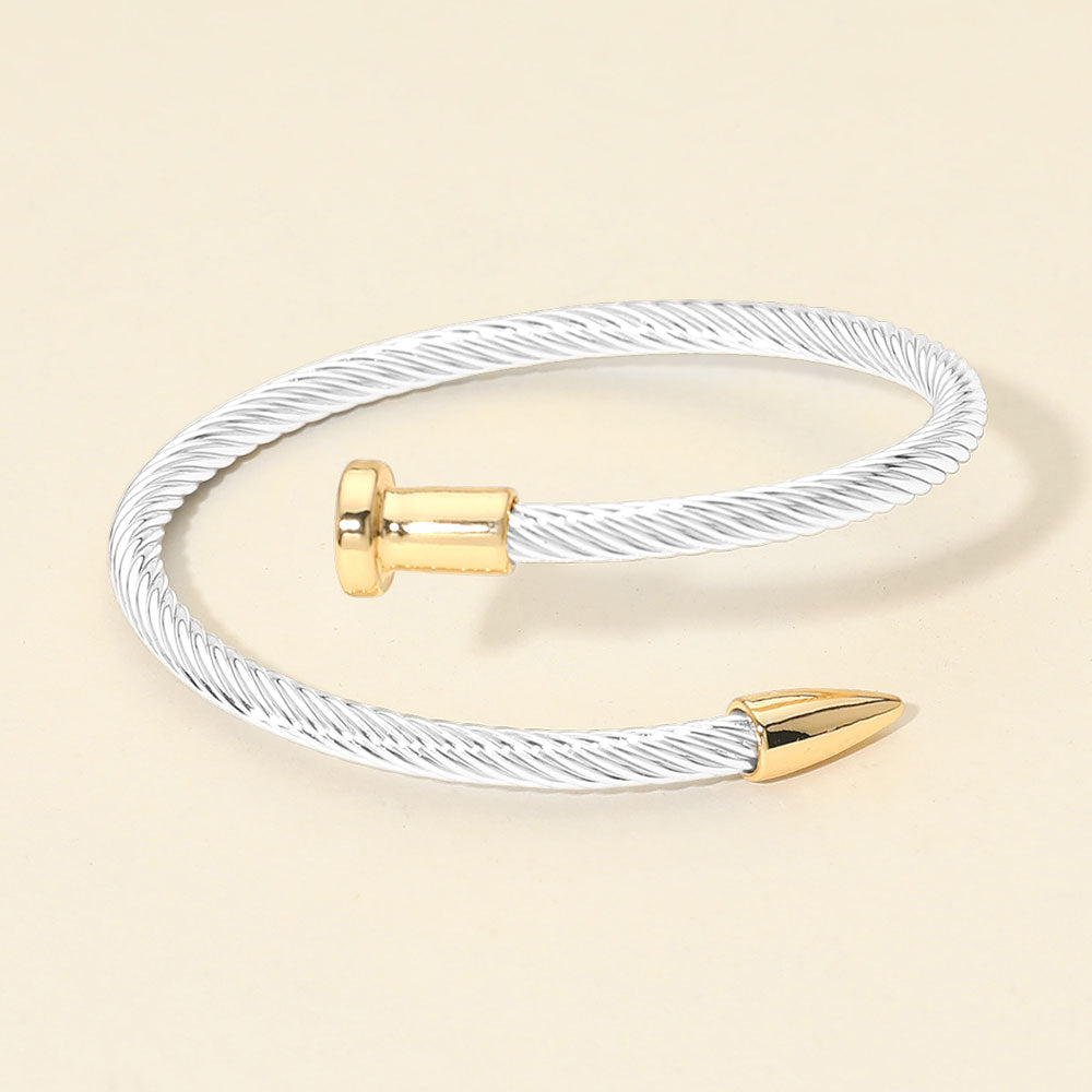 Twisted Cable Nailhead Wrap Bangle Bracelet