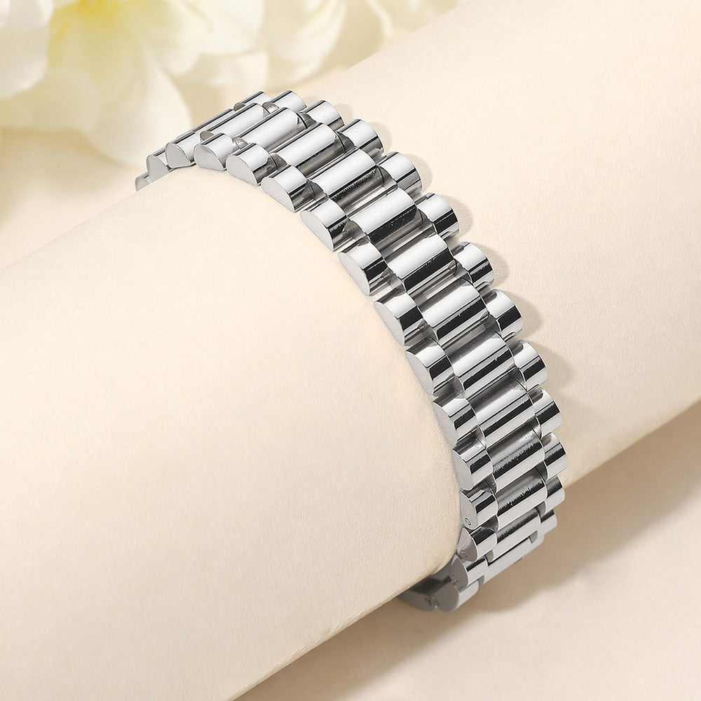 Gold Dipped Stainless Steel President Jubilee Style Link Chain Bracelet