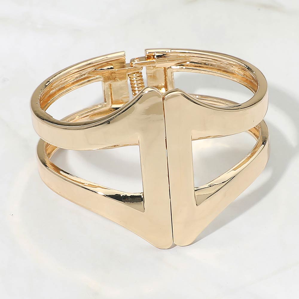 Geometric Metal Hinged Bangle Bracelet