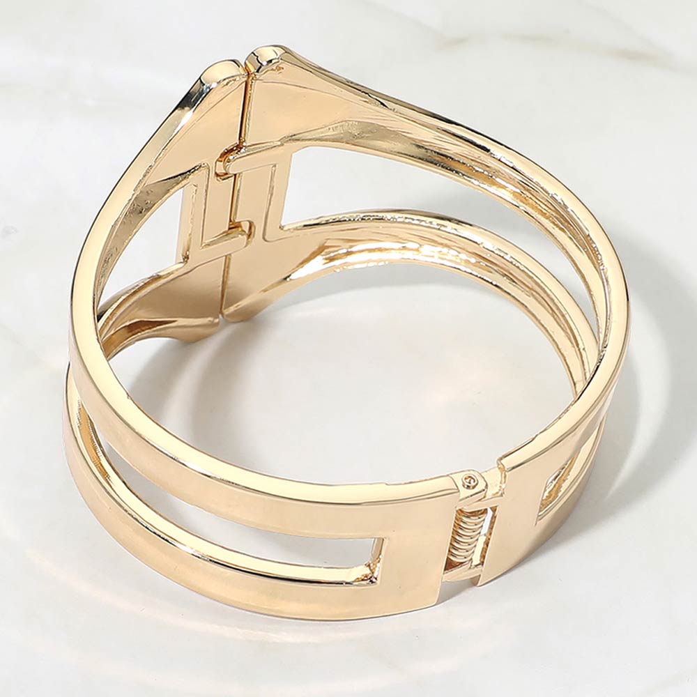 Geometric Metal Hinged Bangle Bracelet
