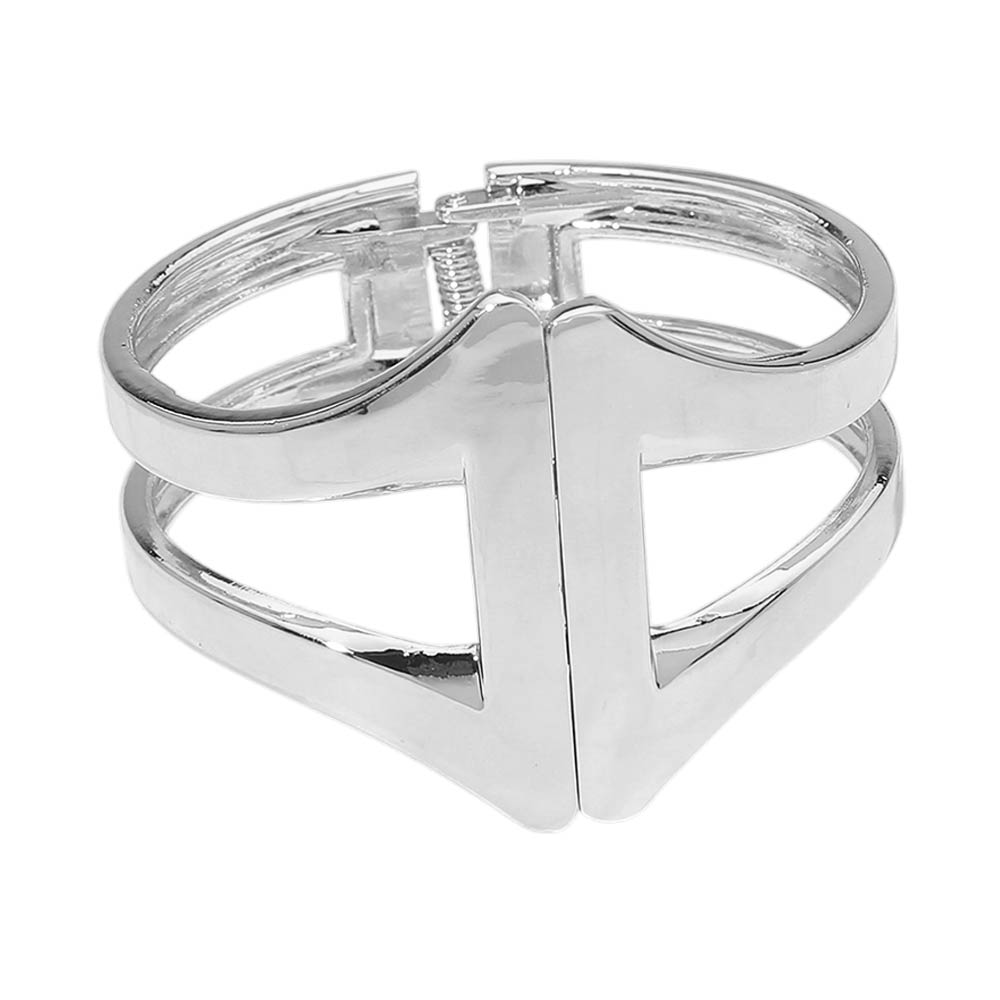 Geometric Metal Hinged Bangle Bracelet