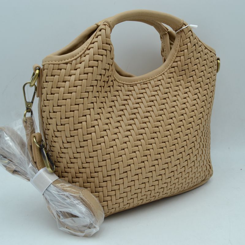Woven Basket Weave Top-Handle Crossbody Bag and Handbag with Adjustable Strap