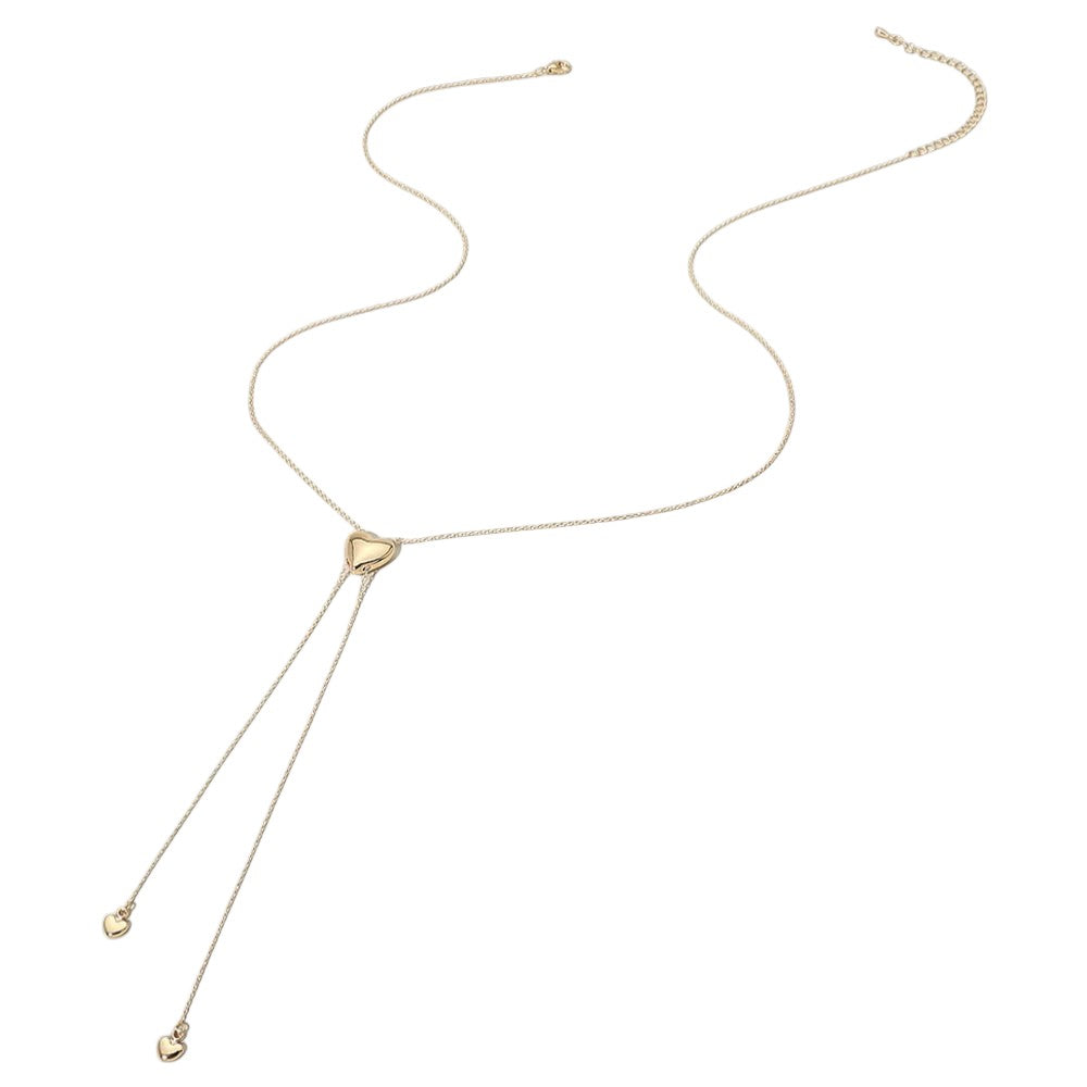 Heart Charm Accent Drop Necklace