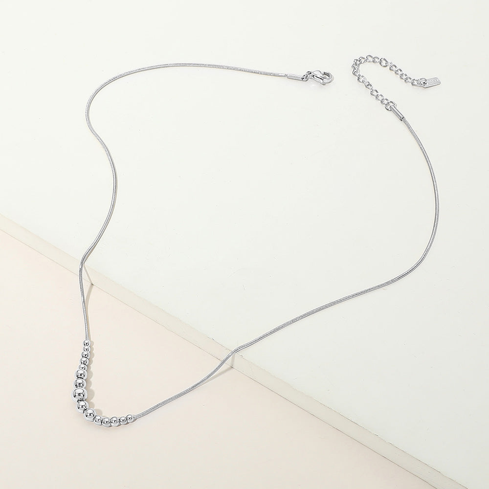 Stainless Steel Beaded Snake Chain Necklace