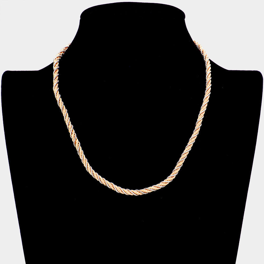 Braided Metal Chain Necklace