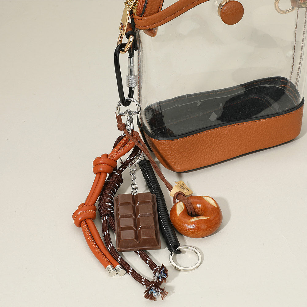 SECRET BOX_Chocolate Pretzel Bread Faux Leather Knot Mixed Charm Bag Accessory
