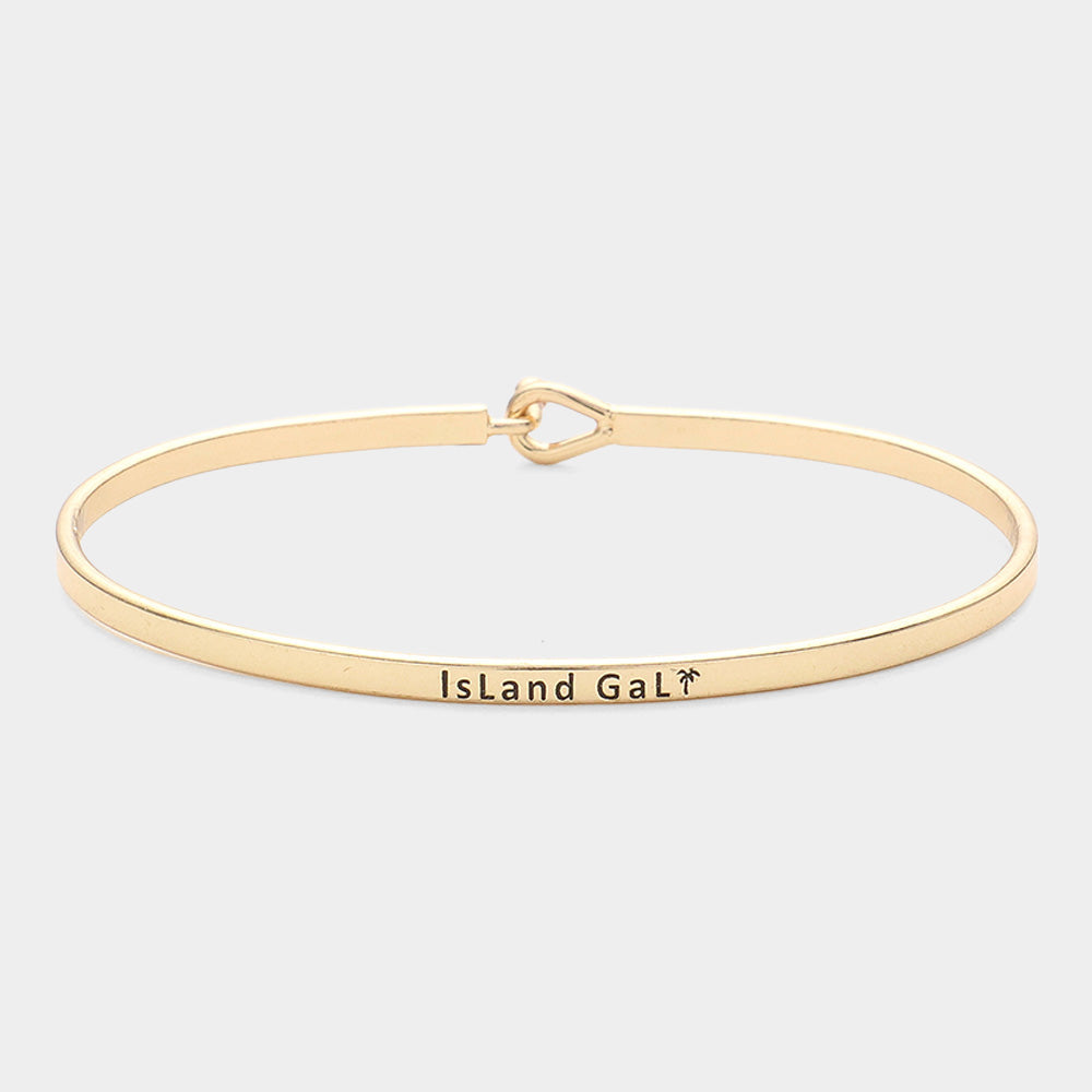 "Island Gal" Thin Brass Metal Hook Bracelet