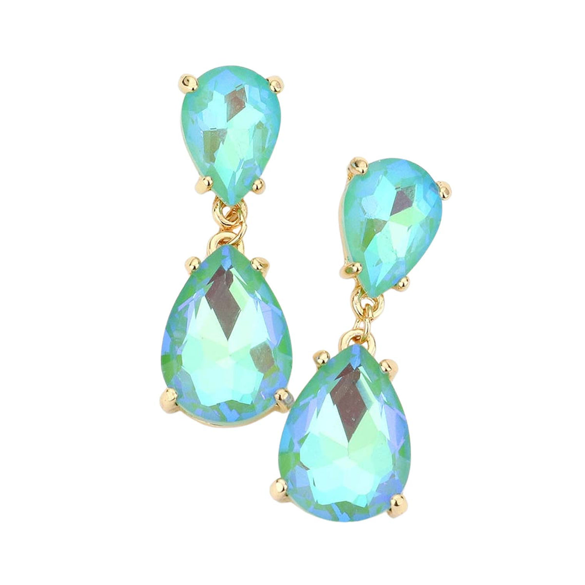 Women's Double Teardrop Link Dangle Evening Earrings