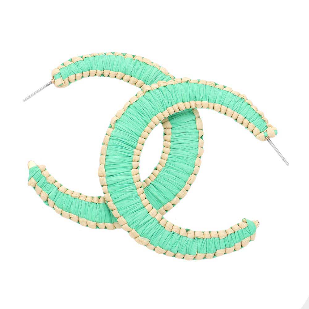 Woven Raffia Hoop Earrings