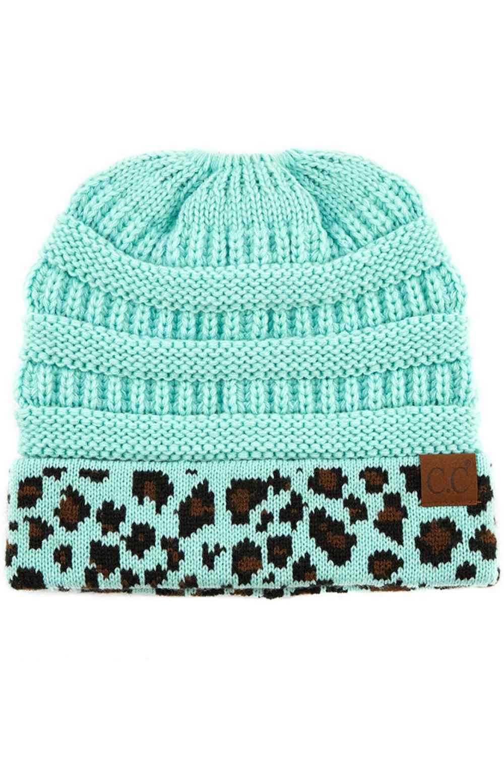C.C Leopard Cuff Ribbed Beanie