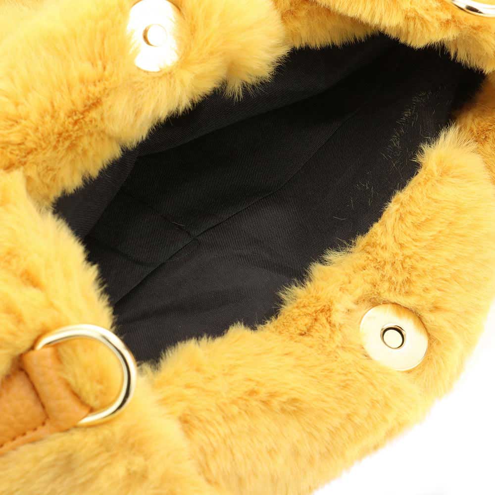 Solid Faux Fur Tote Crossbody Bag